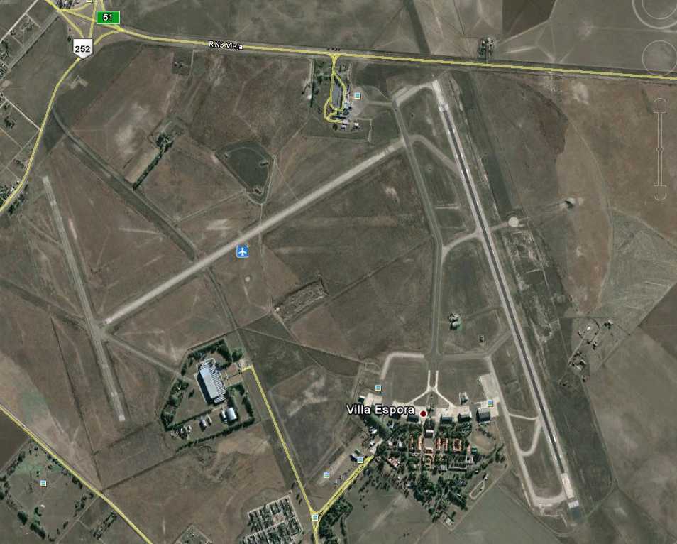vista satelital del aeropuerto de bahia blanca