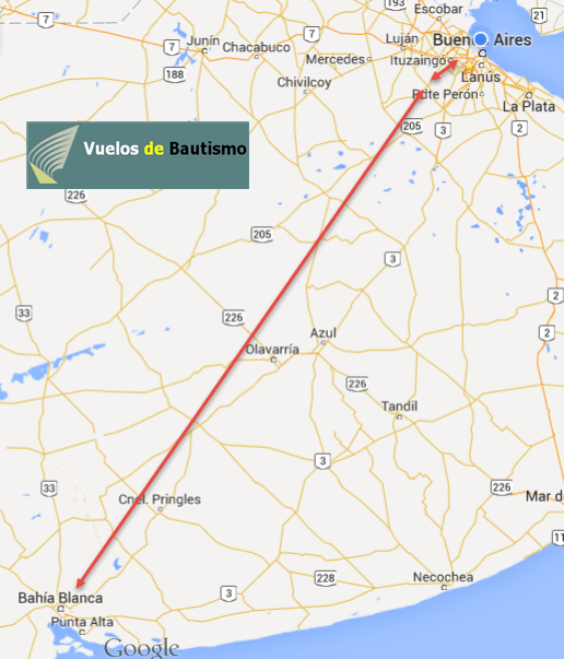 mapa vuelo a bahia blanca