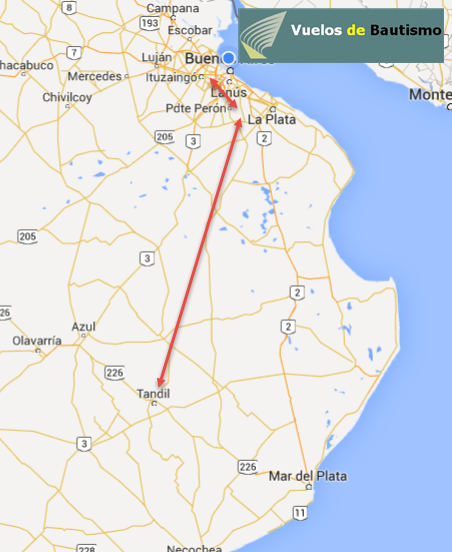 mapa vuelo a tandil